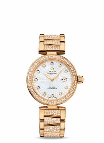Omega LadyMatic Co-Axial 34 Yellow Gold / Diamond / MOP / Diamond Bracelet 425.65.34.20.55.006 (42565342055006)